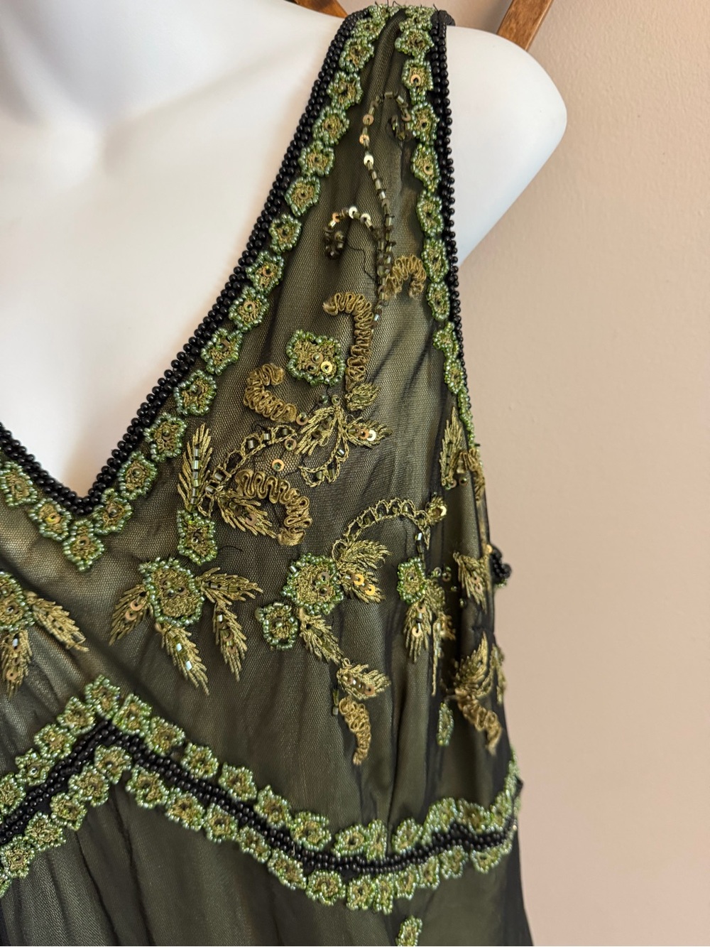 Laura Plus Green Beaded Sequin Mesh Flapper vintage  Dress 20W - Picture 2 of 11